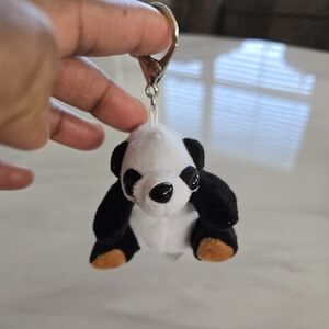 Panda keychain stuffed animal white black Plush keyholder New Small Plush